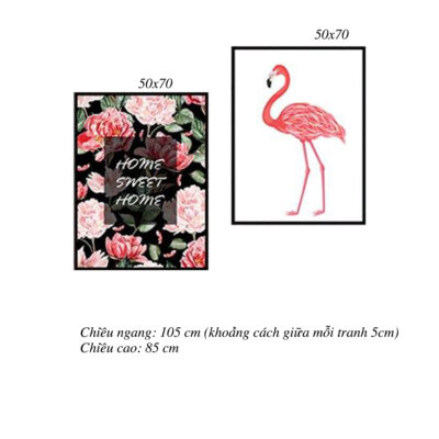 Bộ 2 tranh Flamingoes Rose