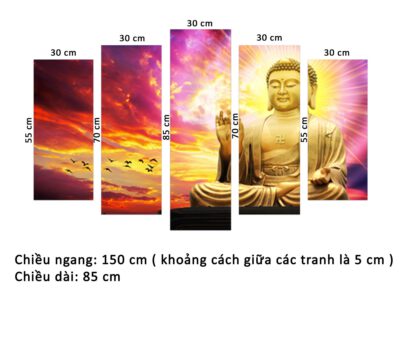 Bộ 5 Tranh Phật Thích Ca