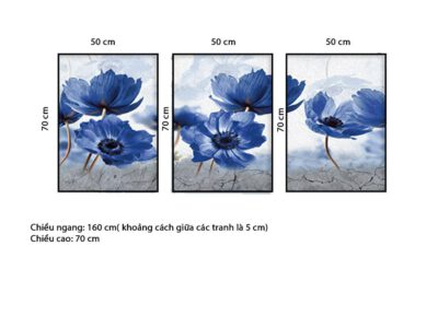 Bộ 3 Tranh Blue Flower