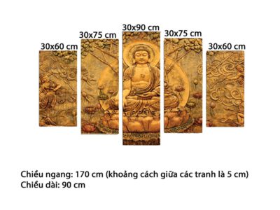 Bộ 5 Tranh Đức Phật Ngồi Thiền